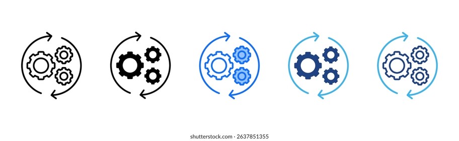 Continuous Icon Set With Multiple Style For Design