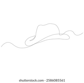 continuous image of summer hat, one line. white background, self-drawing animation, vectors can be downloaded