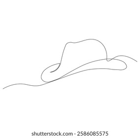 continuous image of summer hat, one line. white background, self-drawing animation, vectors can be downloaded