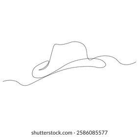 continuous image of summer hat, one line. white background, self-drawing animation, vectors can be downloaded