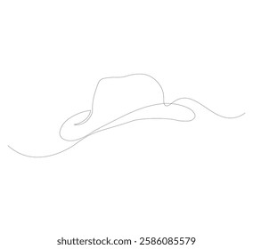 continuous image of summer hat, one line. white background, self-drawing animation, vectors can be downloaded