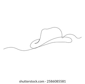 continuous image of summer hat, one line. white background, self-drawing animation, vectors can be downloaded