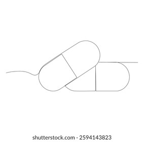 Continuous image of two medicine pills or capsules.white background, Medical drug pharmaceutical care vector illustration.