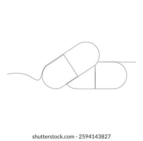 Continuous image of two medicine pills or capsules.white background, Medical drug pharmaceutical care vector illustration.