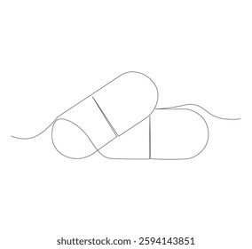 Continuous image of two medicine pills or capsules.white background, Medical drug pharmaceutical care vector illustration.