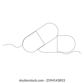 Continuous image of two medicine pills or capsules.white background, Medical drug pharmaceutical care vector illustration.