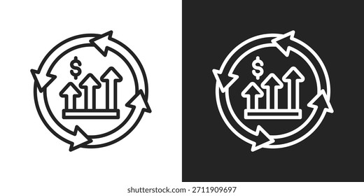 Icono De Mejora Continua En Estilo De Línea En Blanco Y Negro