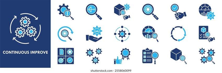 Continuous Improvement icon collection set. Containing design improvement, continuous, process, business, management