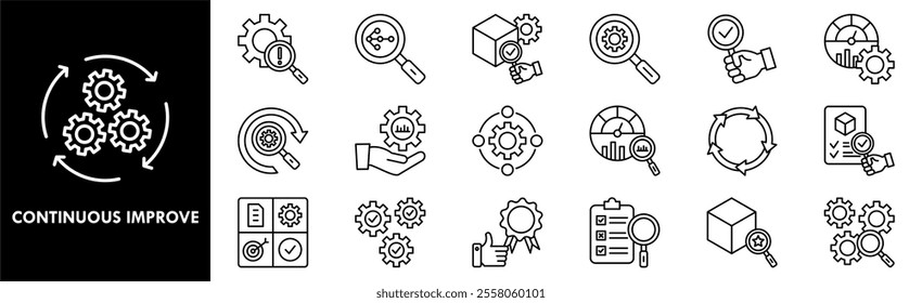 Continuous Improvement icon collection set. Containing design improvement, continuous, process, business, management
