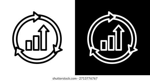 Ícone De Melhoramento Contínuo De Estilo Preto-E-Branco De Linha
