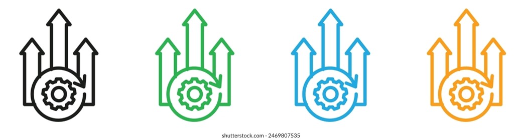 Continuous improvement icon mark in filled style