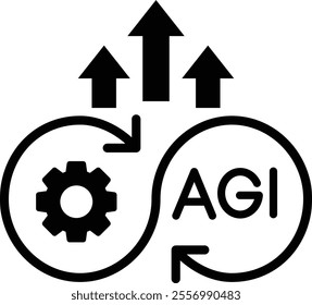 Continuous Improvement icon. Represents the how AGI process of enhancing systems and processes. Ideal for illustrating growth, development, and progress in various contexts.