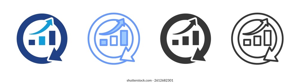 Continuous Improvement icon set multiple style collection