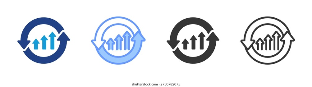 Continuous Improvement icon set multiple style collection