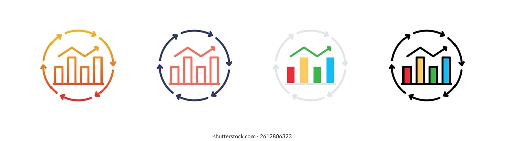 Continuous Improvement Multi Style Icon Set Vector