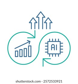 Continuous Improvement – Upward Graph Representing Growth and AI Optimization