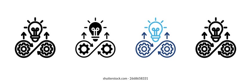 Continuous Innovation icon set multiple style collection