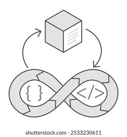 Continuous Integration Icon Illustrating Automated Code Merging Processes icon with editable stroke.