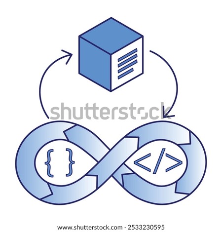 Continuous Integration Icon Illustrating Automated Code Merging Processes icon with editable stroke.