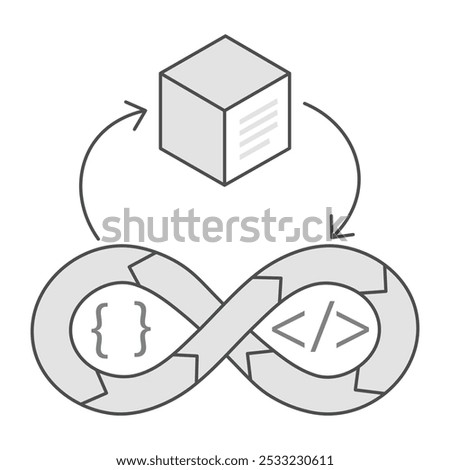 Continuous Integration Icon Illustrating Automated Code Merging Processes icon with editable stroke.