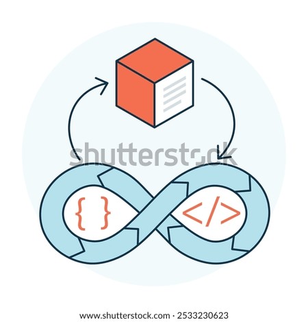 Continuous Integration Icon Illustrating Automated Code Merging Processes icon with editable stroke.