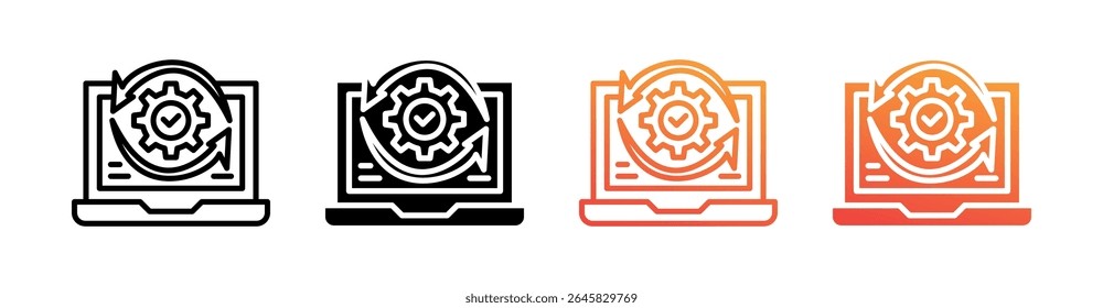 Continuous Integration Multi Style Icon Set Vector