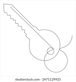Continuous key  single line art drawing best use for logo minimalist vector illustration