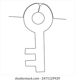 Kontinuierliche Key Single Line Art Zeichnung für minimalistische Vektorillustration des Logos