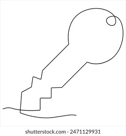 Continuous key  single line art drawing best use for logo minimalist vector illustration