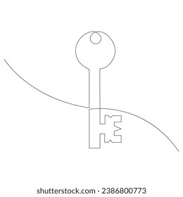 Continuous key single line icon outline symbol vector illustration