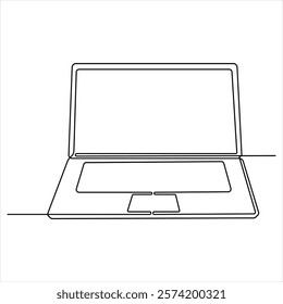 Continuous laptop single line drawing sketch vector illustration