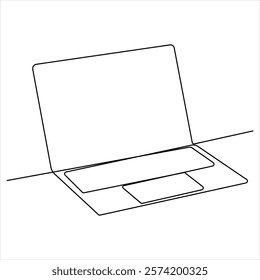 Continuous laptop single line drawing sketch vector illustration