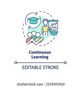 Continuous Learning Concept Icon. Trendy Skill To Put In Resume Abstract Idea Thin Line Illustration. Lifelong Education. Isolated Outline Drawing. Editable Stroke. Arial, Myriad Pro-Bold Fonts Used