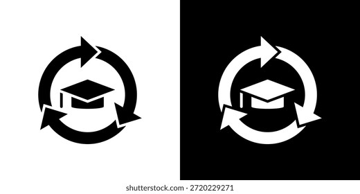 Kontinuierliches Lernen Symbol schwarz und weiß gefüllt.