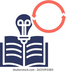 Ilustração do vetor de cor do glifo do ícone de aprendizado contínuo