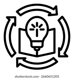 Continuous Learning Icon Line Style For Various Design Purposes