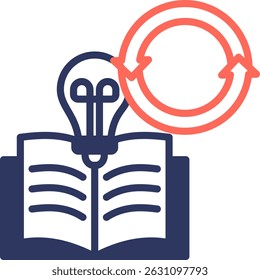 Continuous Learning Icon Mixed Color Vector Illustration