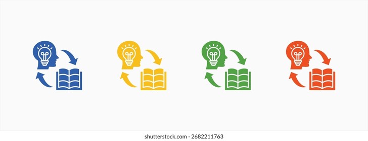 Continuous Learning Icon Set Color Multiple Style Collection