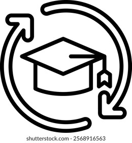 Continuous Learning Vector Lineal Icon On White Background.