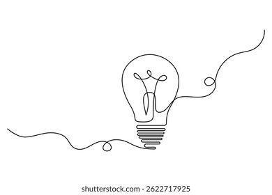 Lâmpada contínua desenho de uma linha de isolada ilustração de vetor de ideia de contorno