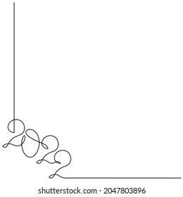 Continuous line 2022 lettering. Single path drawing. Vector illustration...