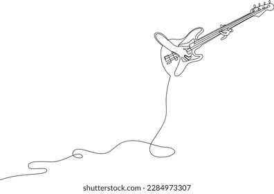 Dibujo abstracto de línea continua de las manos tocando la guitarra. Ilustración vectorial de estilo minimalista.