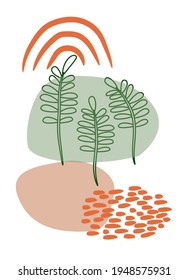 Continuous line abstract illustration. Landscape, nature in the style of minimalism. Modern hand drawn vector illustration