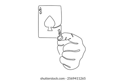 continuous line of ace of spade card illustration