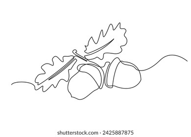 línea continua de bellotas.dibujo de una sola línea de bellotas secas.bellotas vector de línea mínima