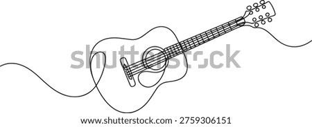 continuous line acoustic guitar.one line drawing of classical guitar. vector illustration single line icon of acoustic guitar. one line Icon drawing
