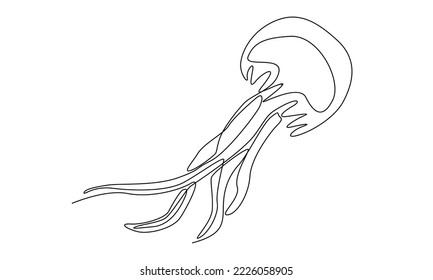 continuous line of adorable jellyfish