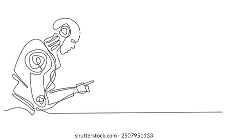 continuous line of AI robot.one line drawing of AI robot working according to people's commands.interacting with AI technology.single line vector illustration