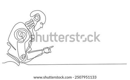 continuous line of AI robot.one line drawing of AI robot working according to people's commands.interacting with AI technology.single line vector illustration