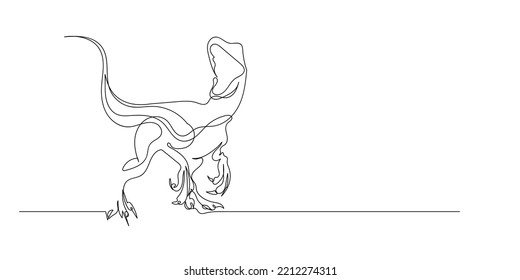 continuous line Allosaurus. line drawing of ancient Allosaurus dinosaurs. large animals in ancient times